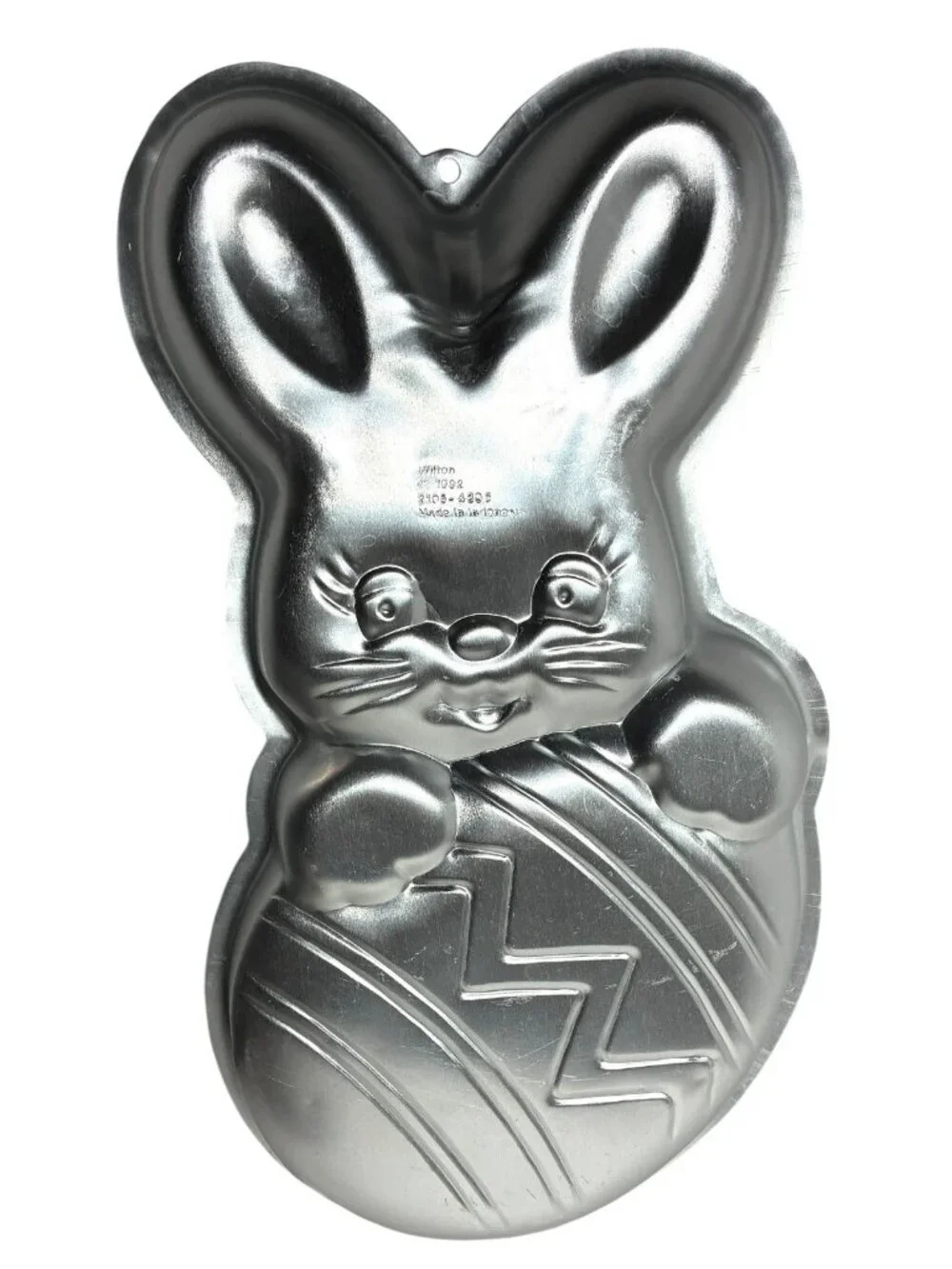 Wilton Peek-A-Boo Bunny Easter Egg Cake Pan Mold #2105-4395 Silver Aluminum VTG